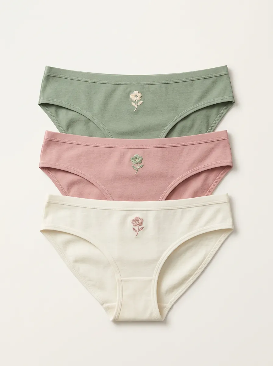 Women's Mid-Rise Floral Bikini Briefs Three Pack
