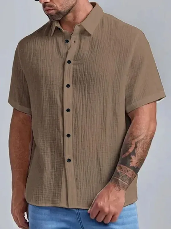 Workwear Cotton Linen Short Sleeve Shirt