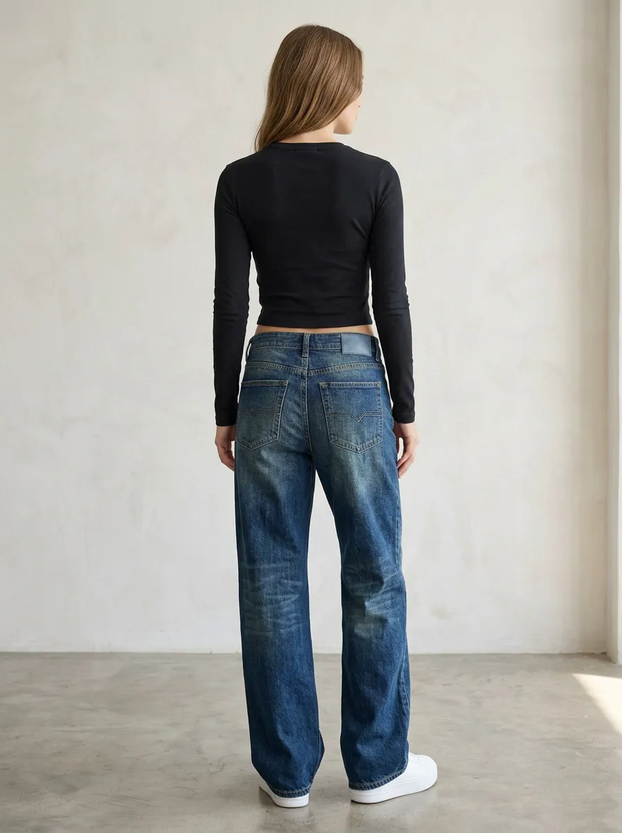 Women's Classic Casual Wide Leg Denim Baggy Jeans