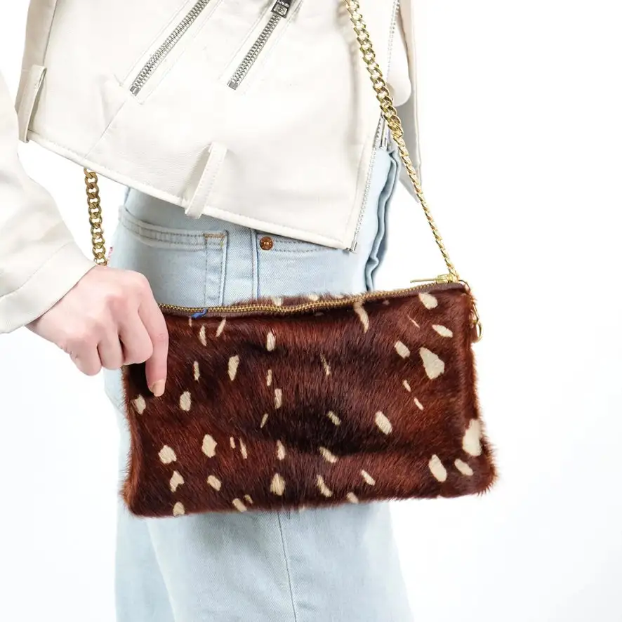 Faux Leather Suede Zip Crossbody Bag