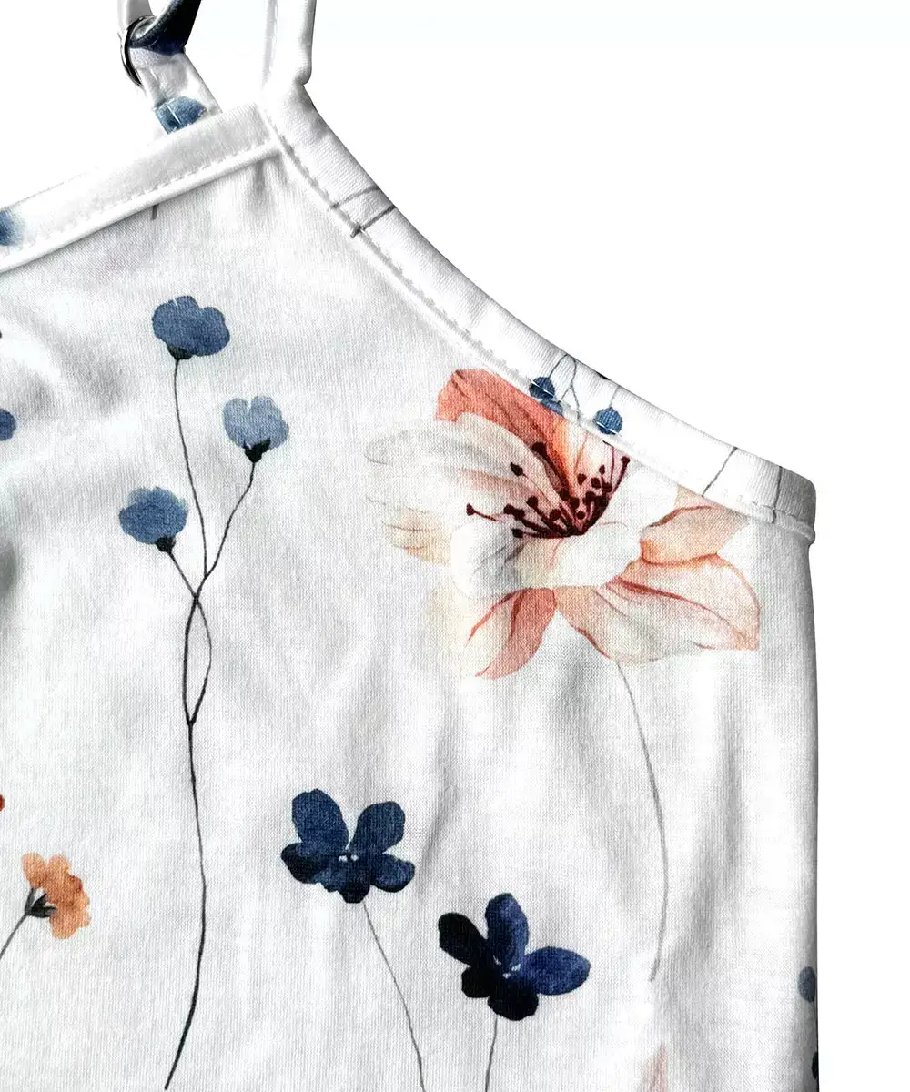 Floral Print Spaghetti Strap Casual Jumpsuit Accessory