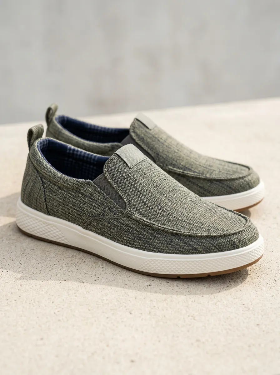 Streetwear Textured Graphic Outdoor Look Men's Stretch Canvas Shoes