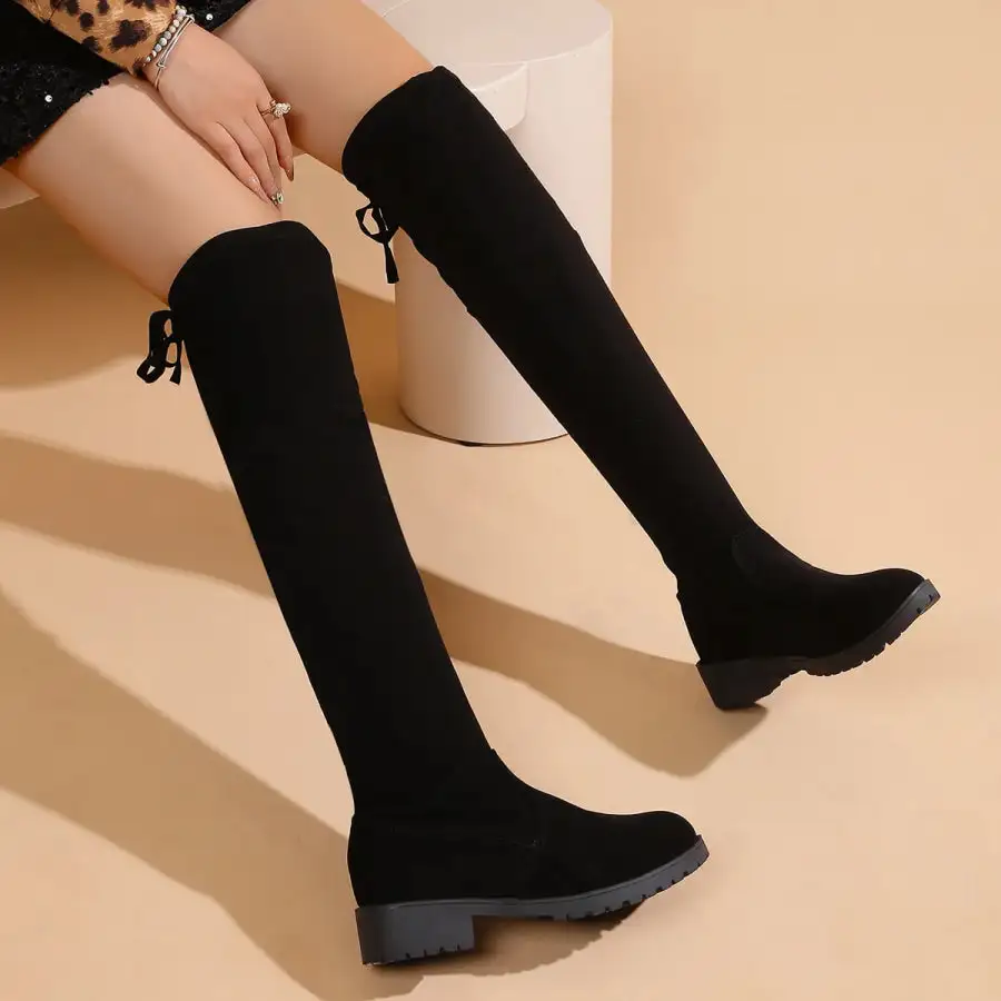 Over Knee Boots with Back Lace Up Detail