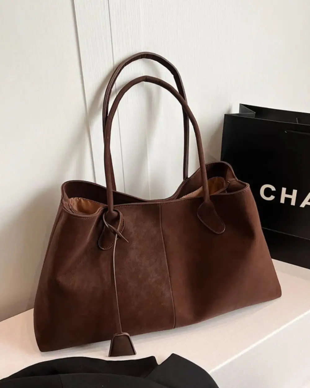 Panel Front Straw Tote Bag