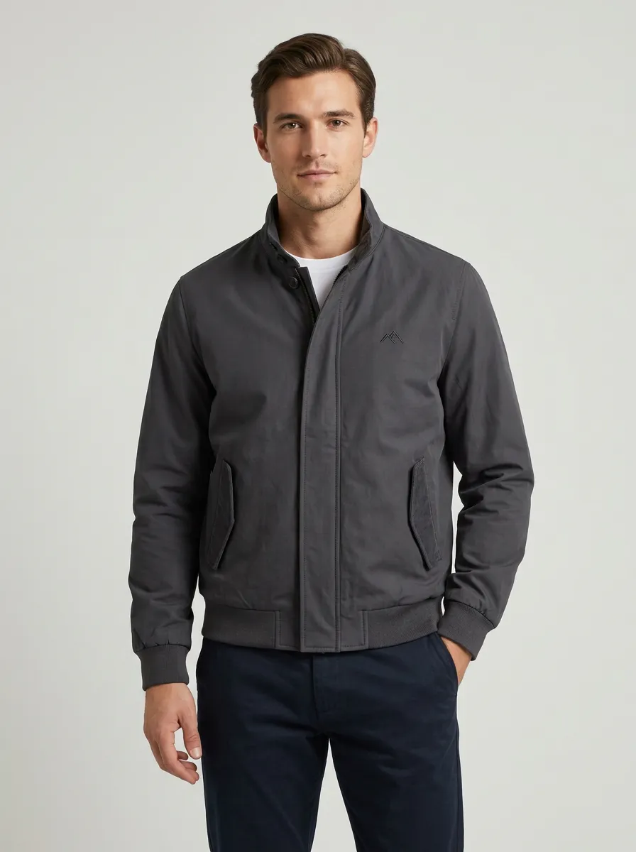 Men's Outdoor Enthusiast Mountain Logo Embroidered Bomber Jacket