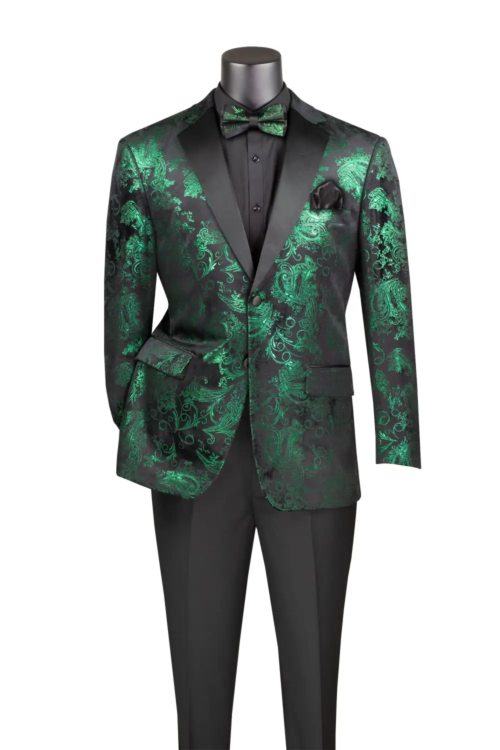 Emerald Modern Fit Velvet Single Breasted Notch Lapel Side Vents Blazer