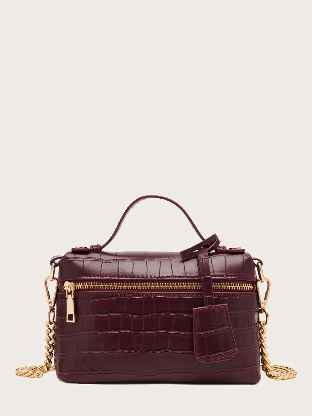 PU Leather Stone Ostrich Snake Textured Elegant Box-Shaped Makeup Bag