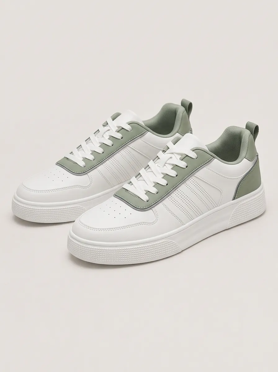 Men's Casual Paneled Lace-up Skate Shoes