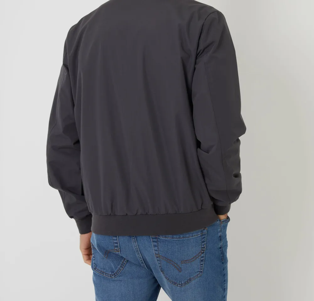 Charcoal Gray Water-Resistant Funnel-Neck Zip Jacket
