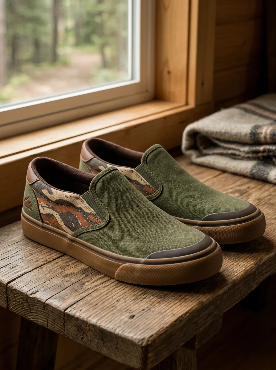 Men's Refined Outdoor Enthusiast Camouflage Patterned Slip-on Canvas Shoes
