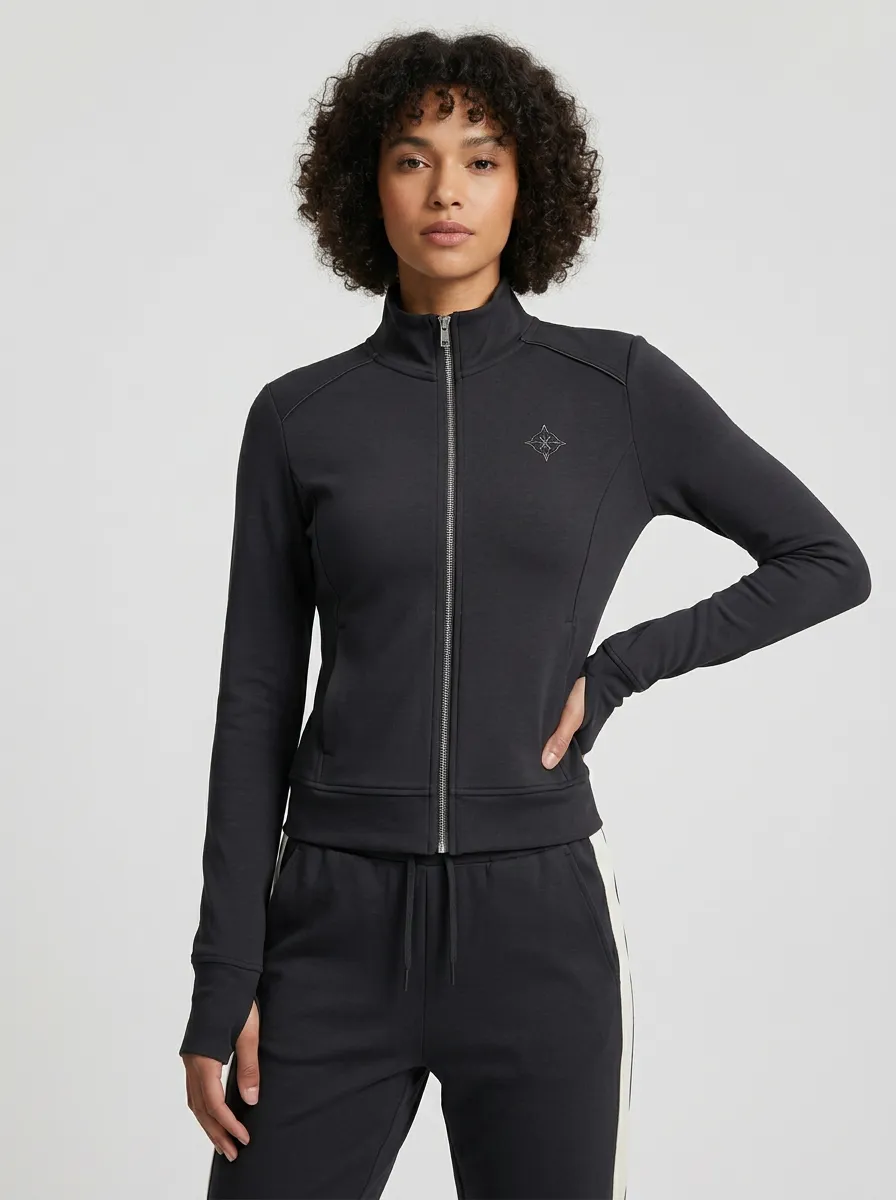 Women's Sporty Blue Side-Stripe Graphic Tracksuit