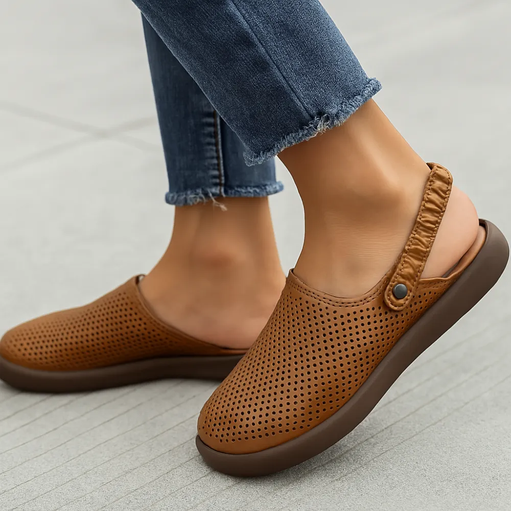  Casual Perforated Slip On Mule Sandals Apparel