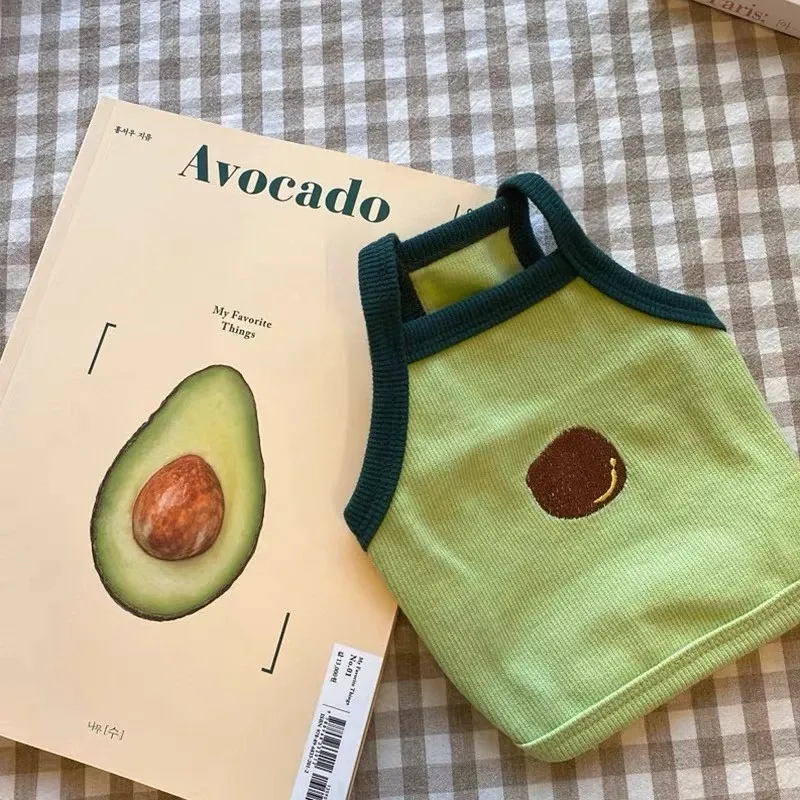 Dog Clothes Summer Thin Embroidered Avocado Strap Cat vest Pet Clothes