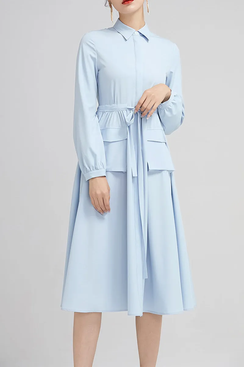 Polyester Long Sleeve Midi Dress