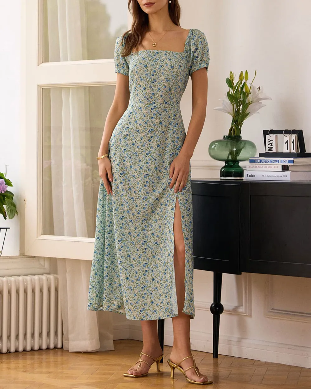 Floral Print Neo Mint Dress