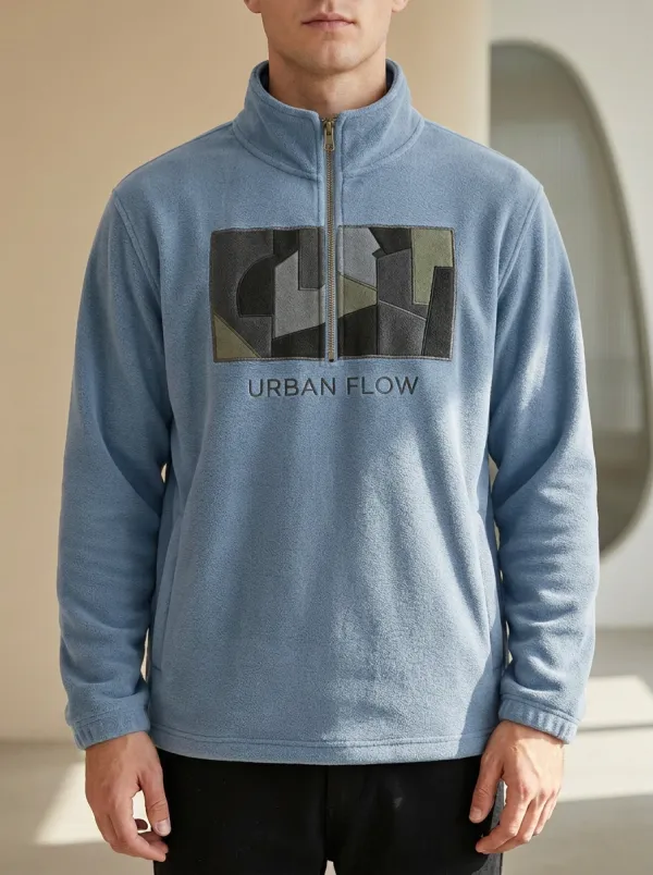 Half-Zip Fleece Geometric Men's Half-Zip Sweatshirt