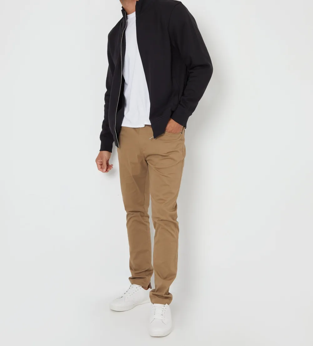Men's Black Full-Zip Funnel-Neck Sweatshirt