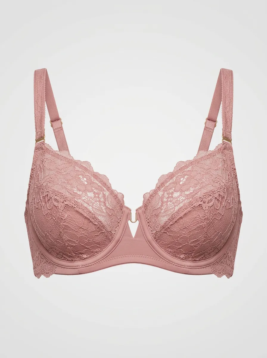 Women's Underwire Floral-Lace Scalloped-Edge Adjustable-Strap Bra