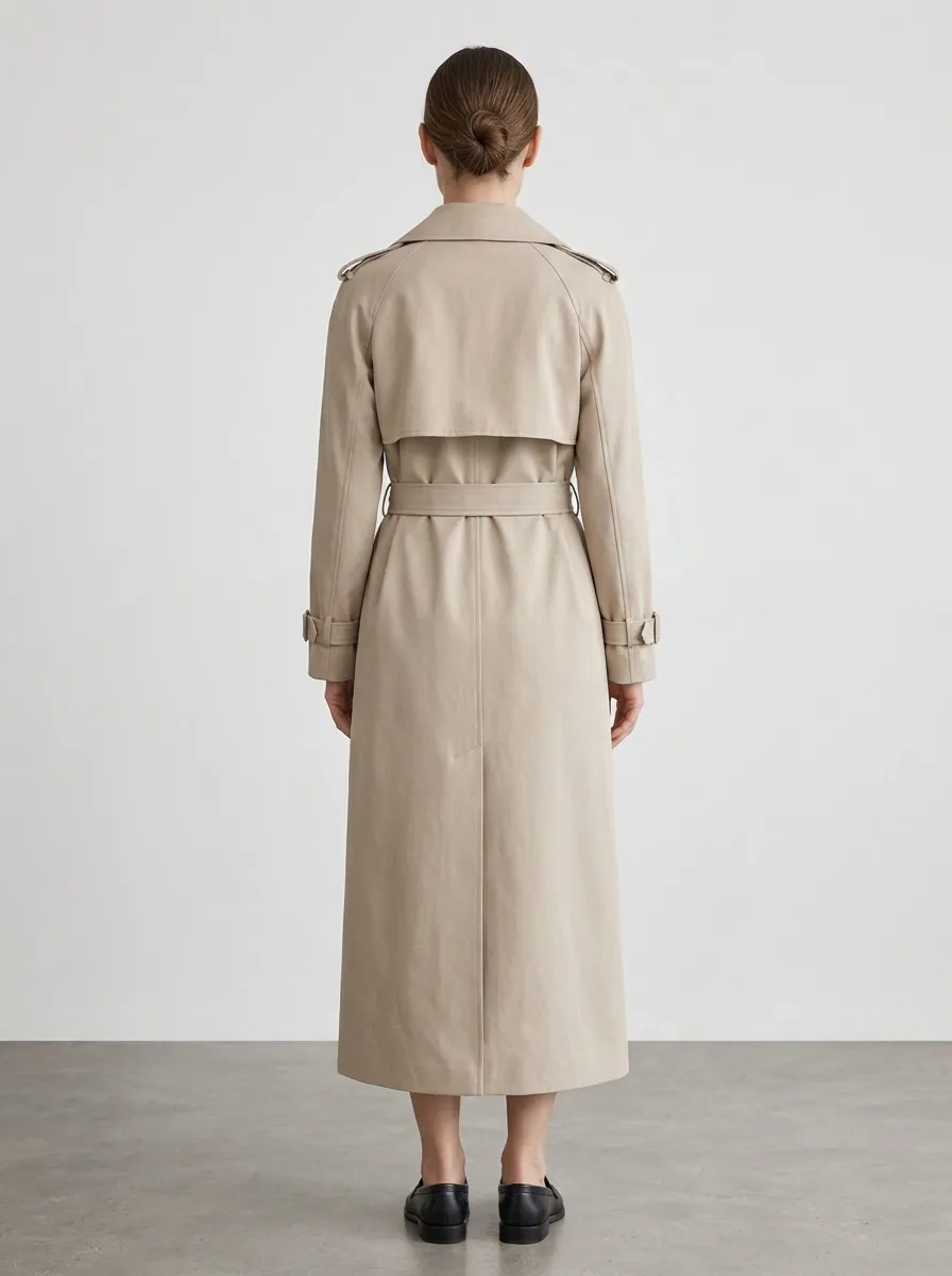 Women's Tailored Belted Classic Long Trench Coat
