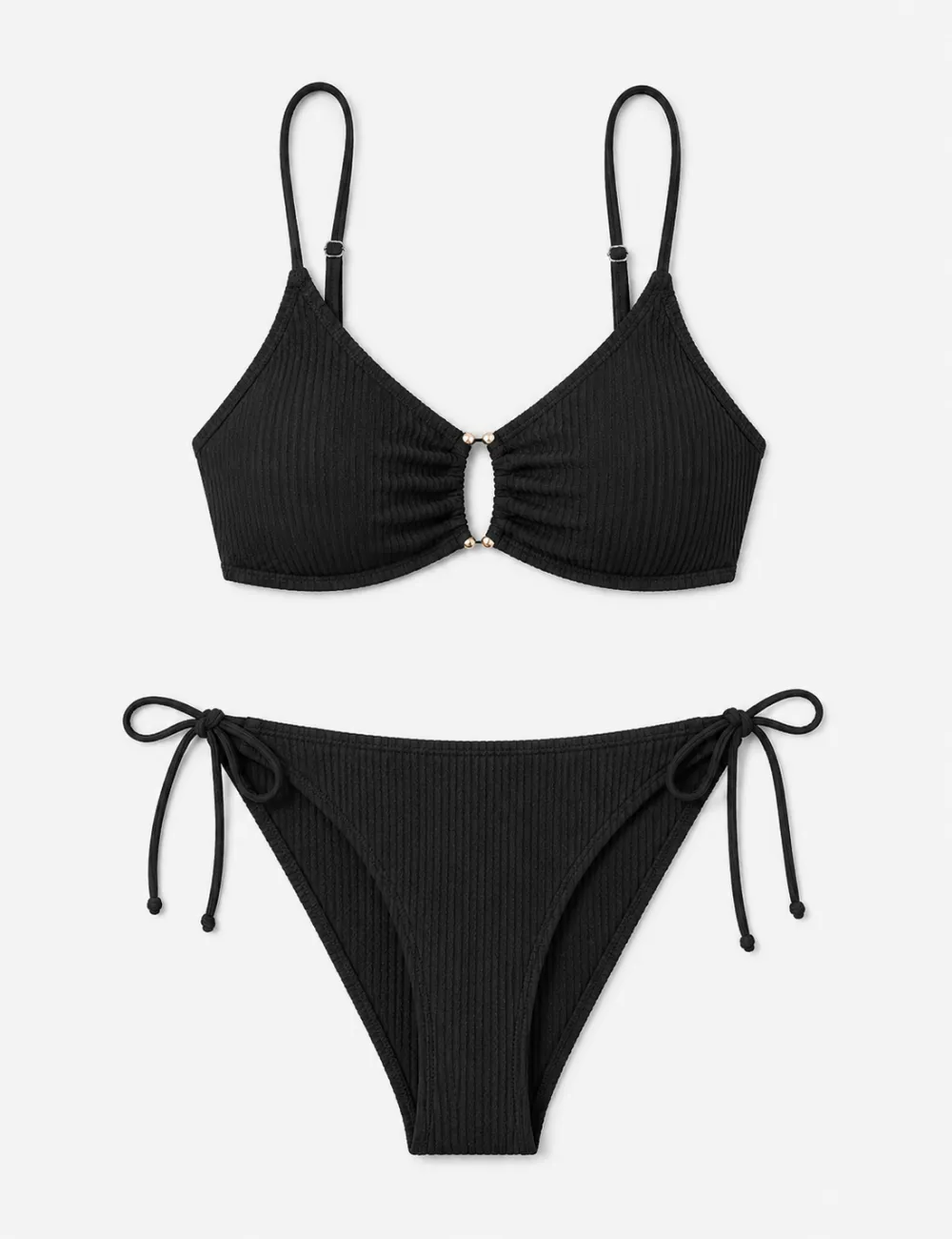Tone Metal Accents Triangle Bikini Set