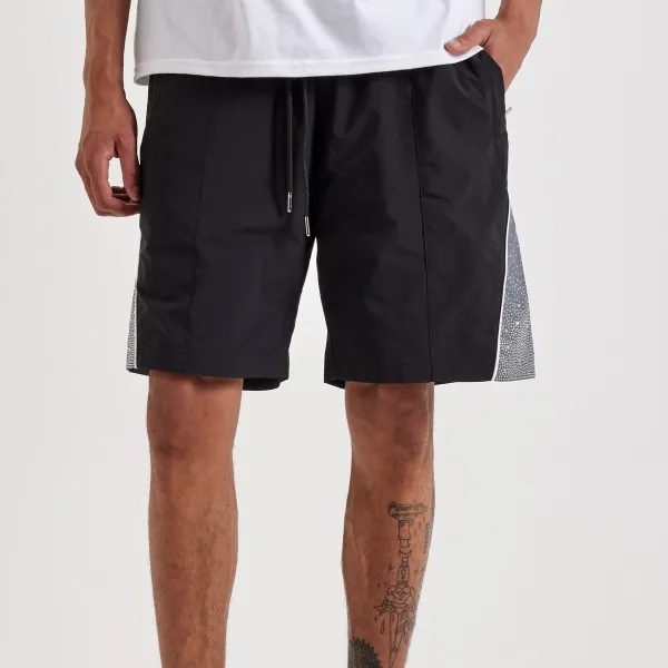 Relaxed Rhinestone Nylon Shorts