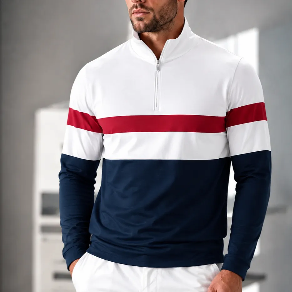 Versatile Midweight Long Sleeve Pullover Golf Shirt