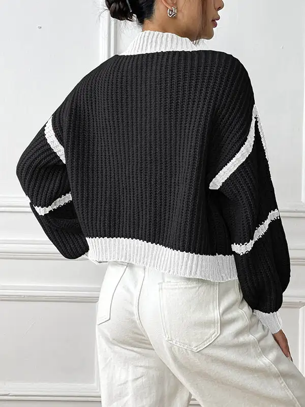 Women's Colorblock Long-Sleeve Relaxed Cardigan