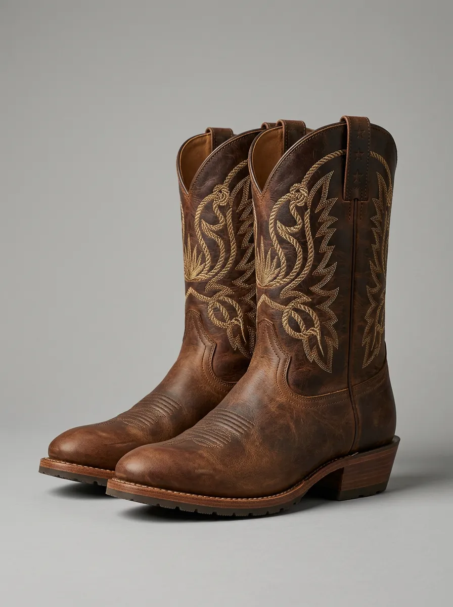 Country Road Embroidered Vintage-Inspired Frontier Look Unisex Western Cowboy Boots