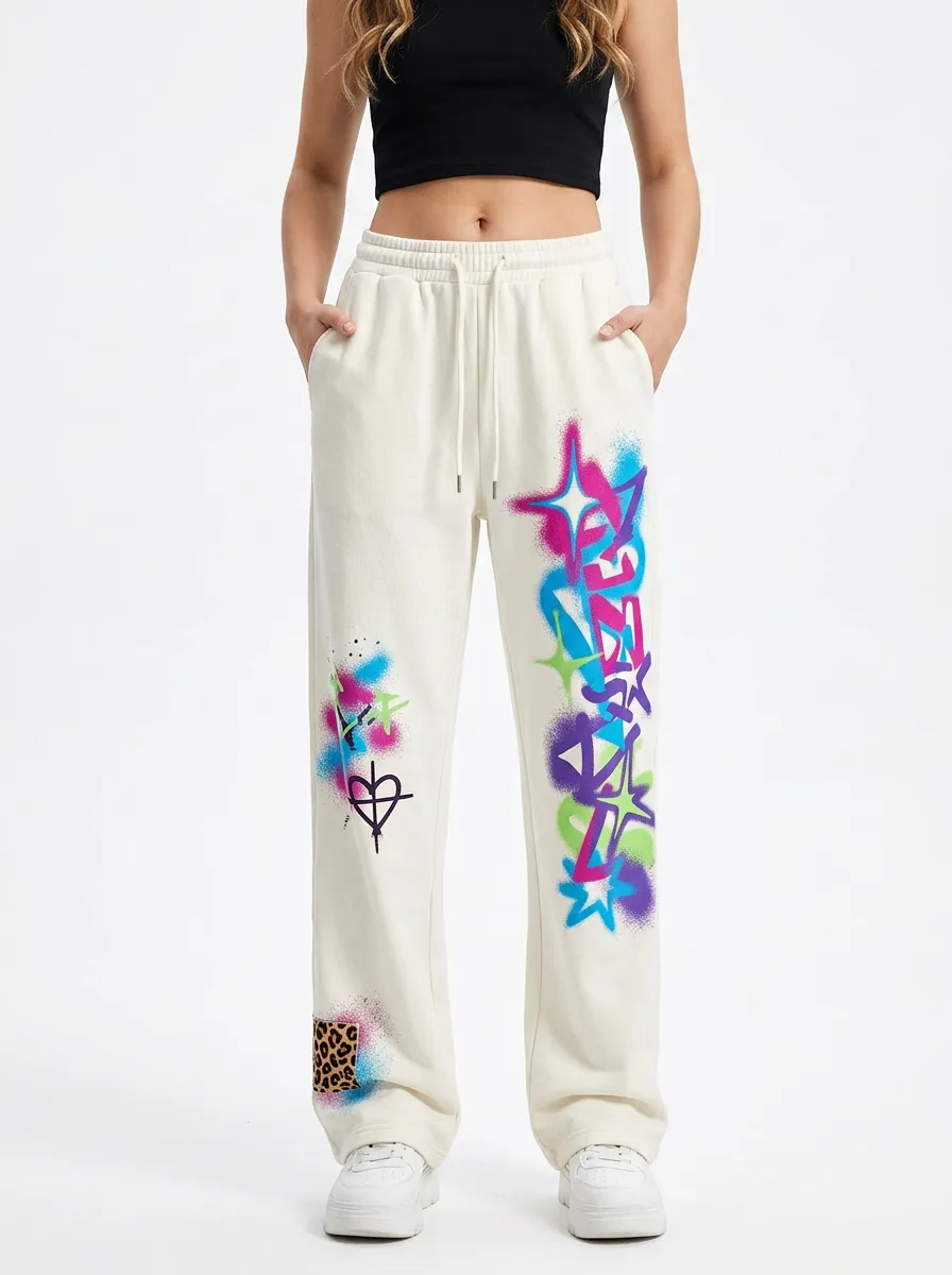 Women's Streetwear Graffiti Star Heart Leopard Printed Joggers