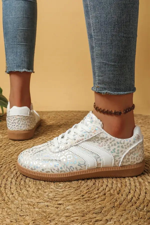 Modern Active Lace Leopard Print Sneakers