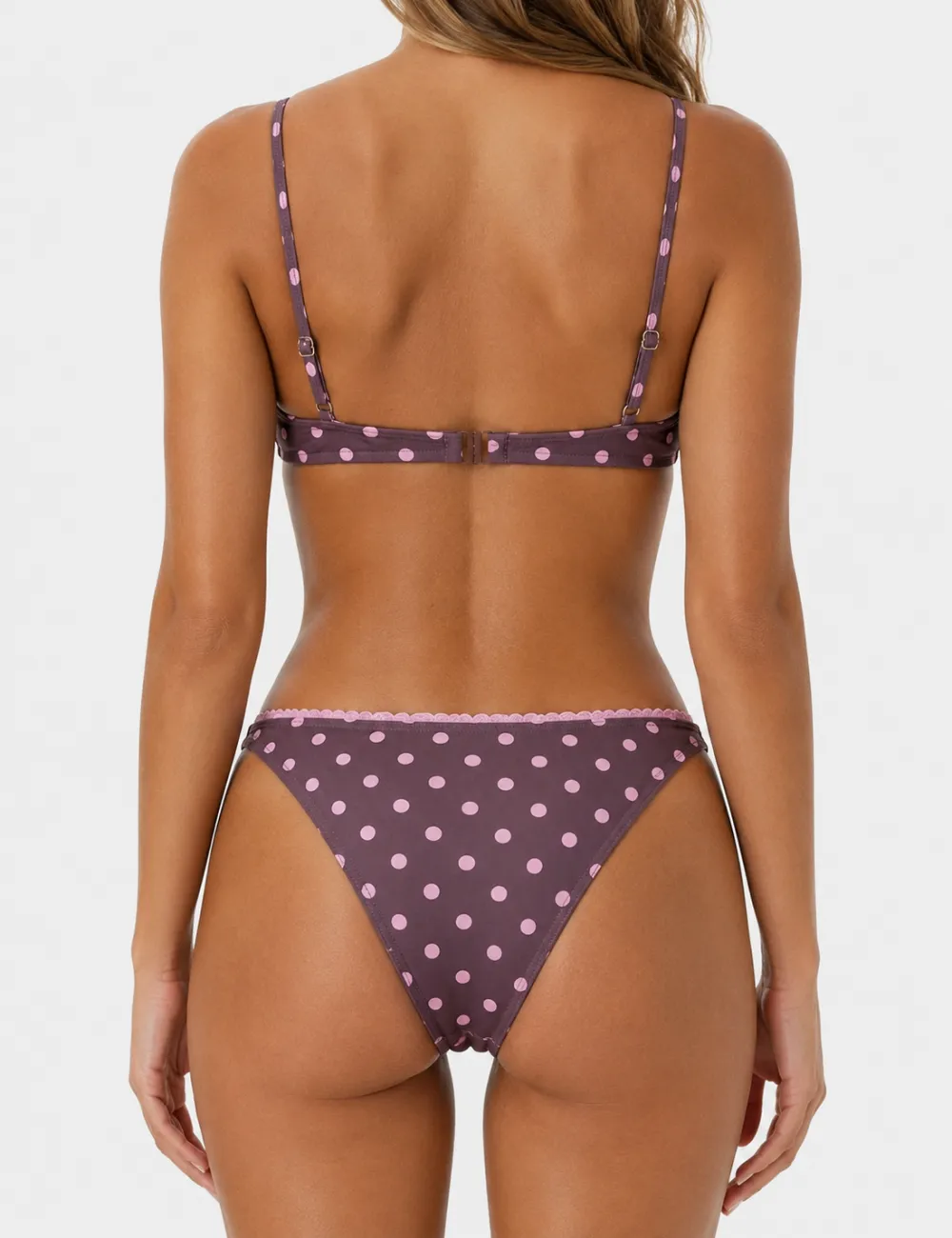 Polka Dot Removable Straps Piece Bikini Set