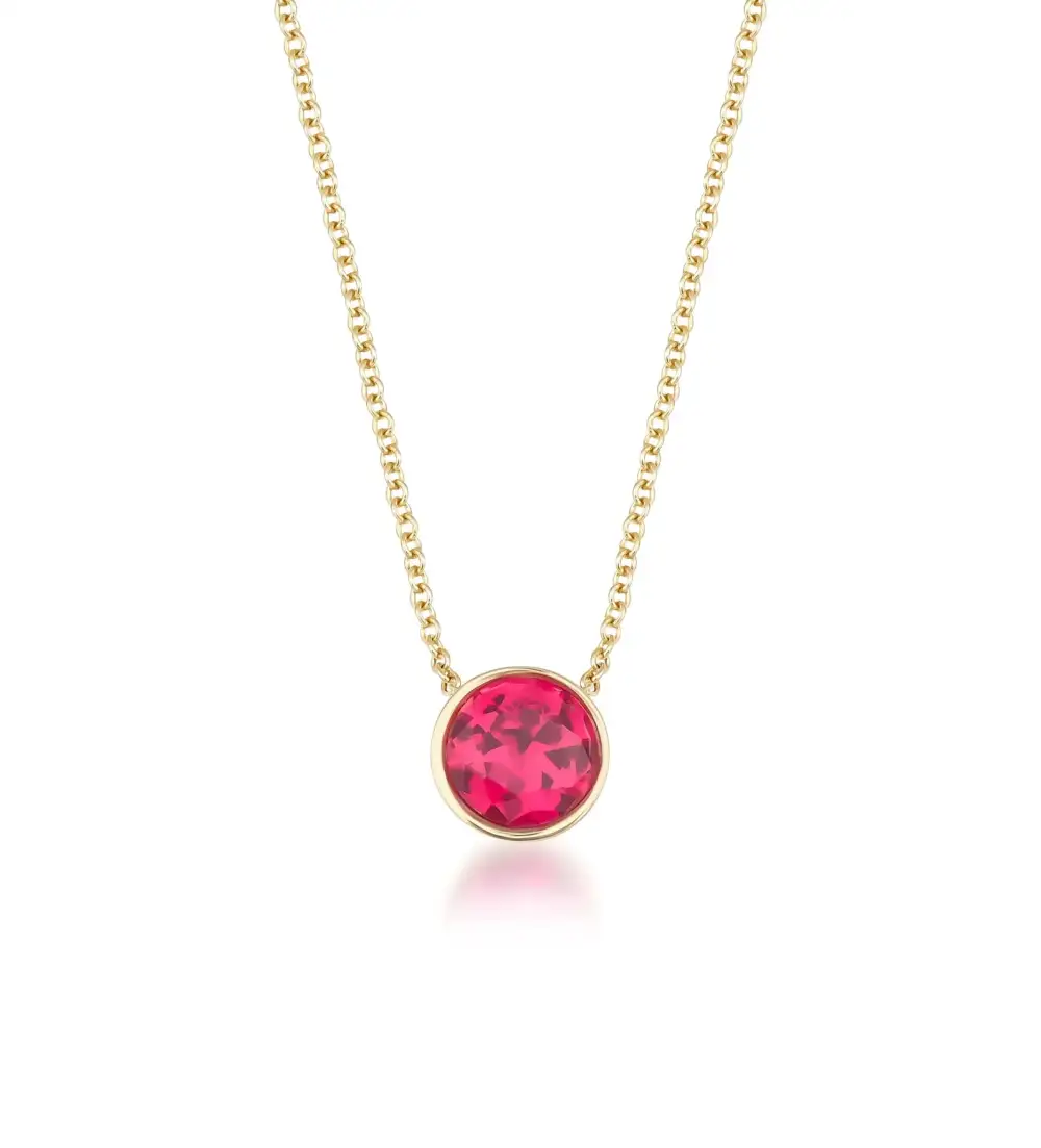Bezel Set Ruby Solitaire Necklace