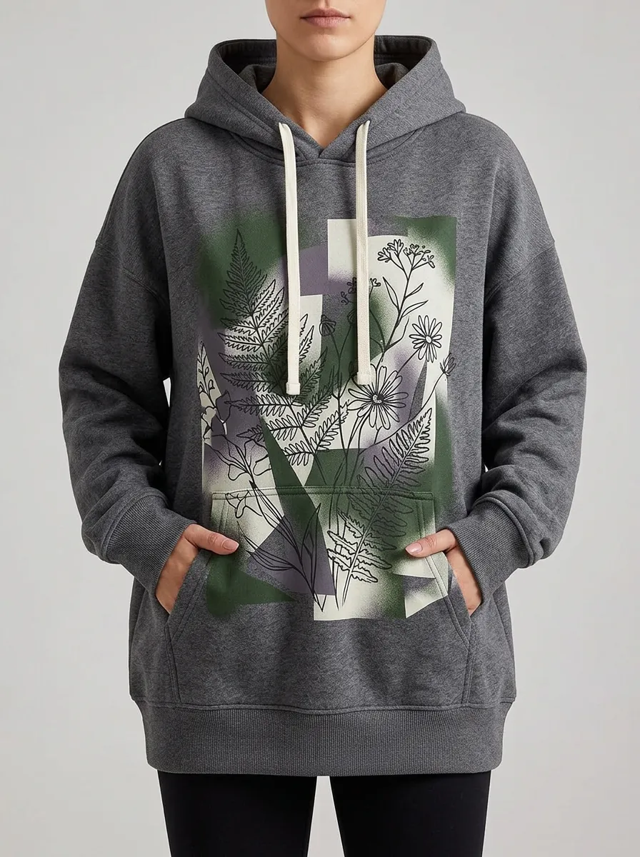 Unisex Botanical Nature Lover Fern Flower Hoodie