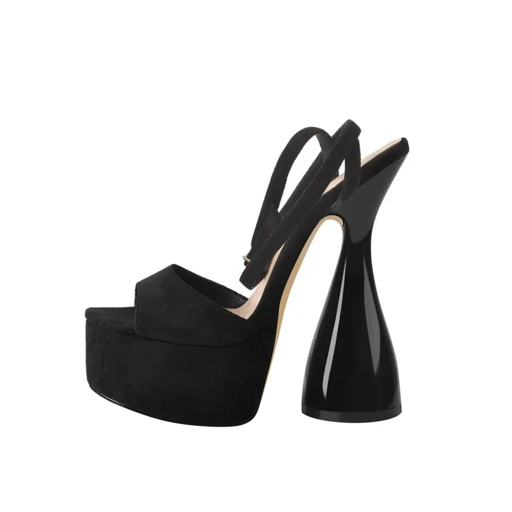 Suede Platform Ankle Strap High Heel Sandals