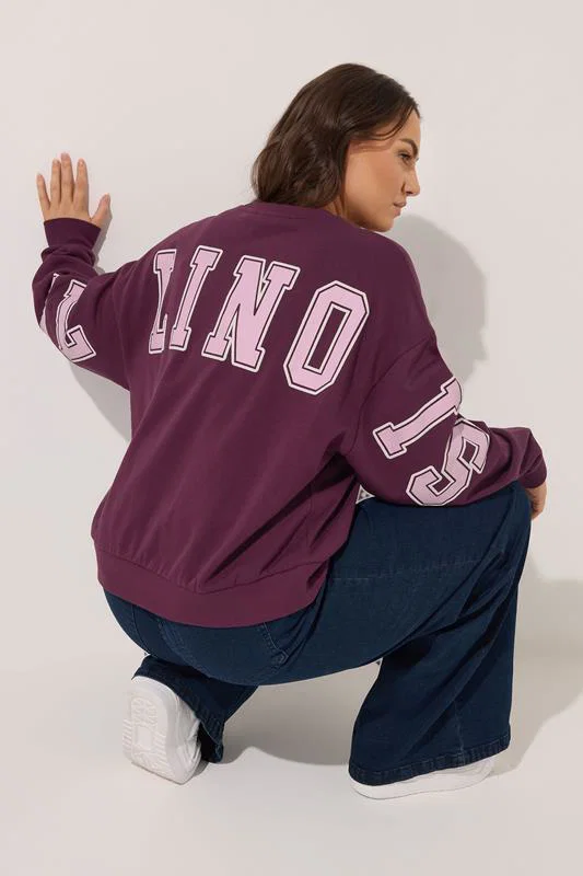 Red 'Illinois' Back Print Sweatshirt detail 1