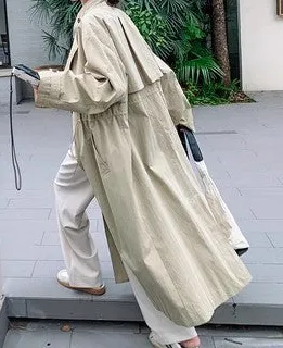 Structured Drawstring Waist Trench Coat