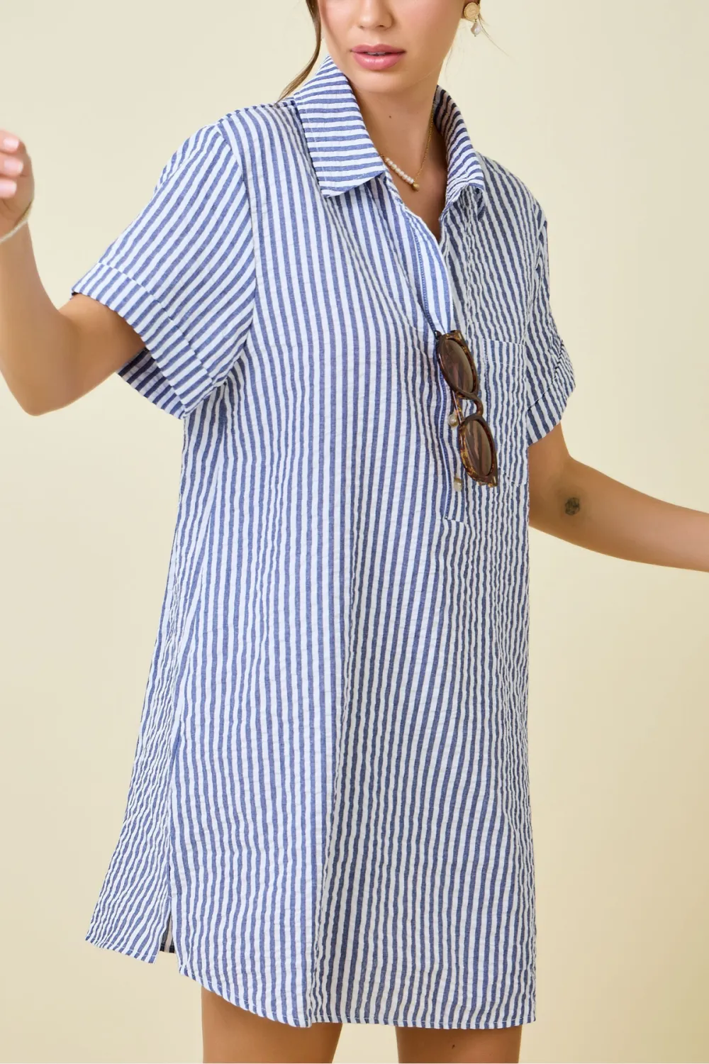 Seersucker Easy Shirt Mini Dress