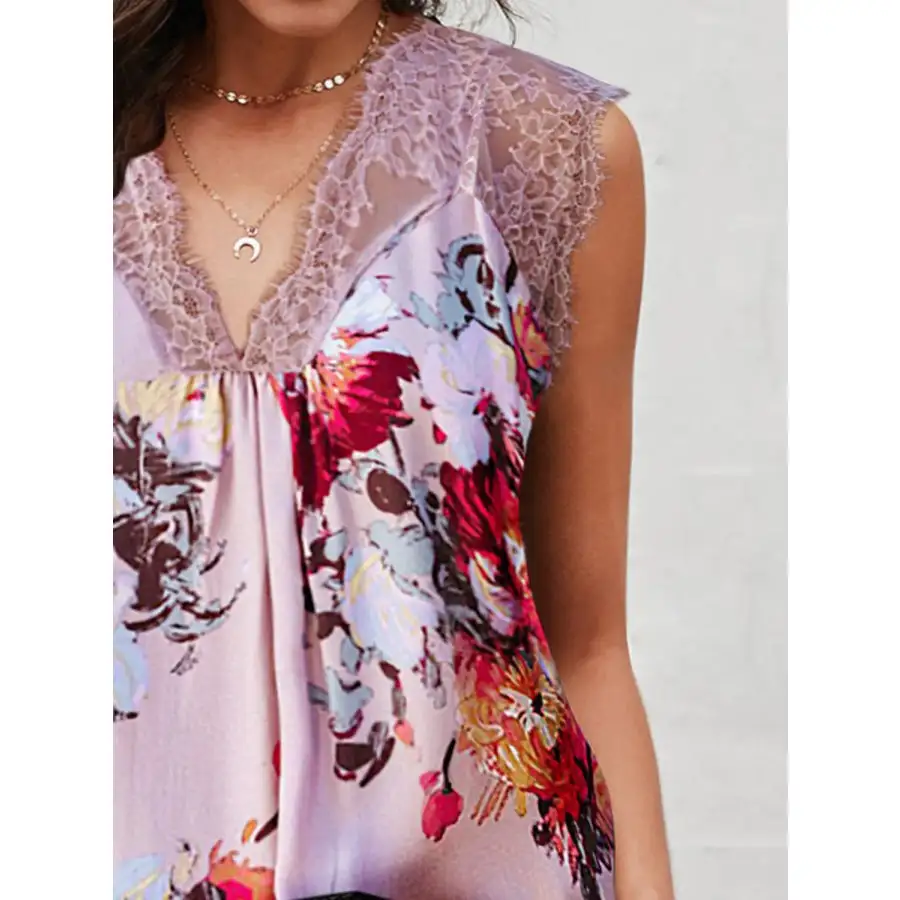 Soft Lace Detail V Neck Tank