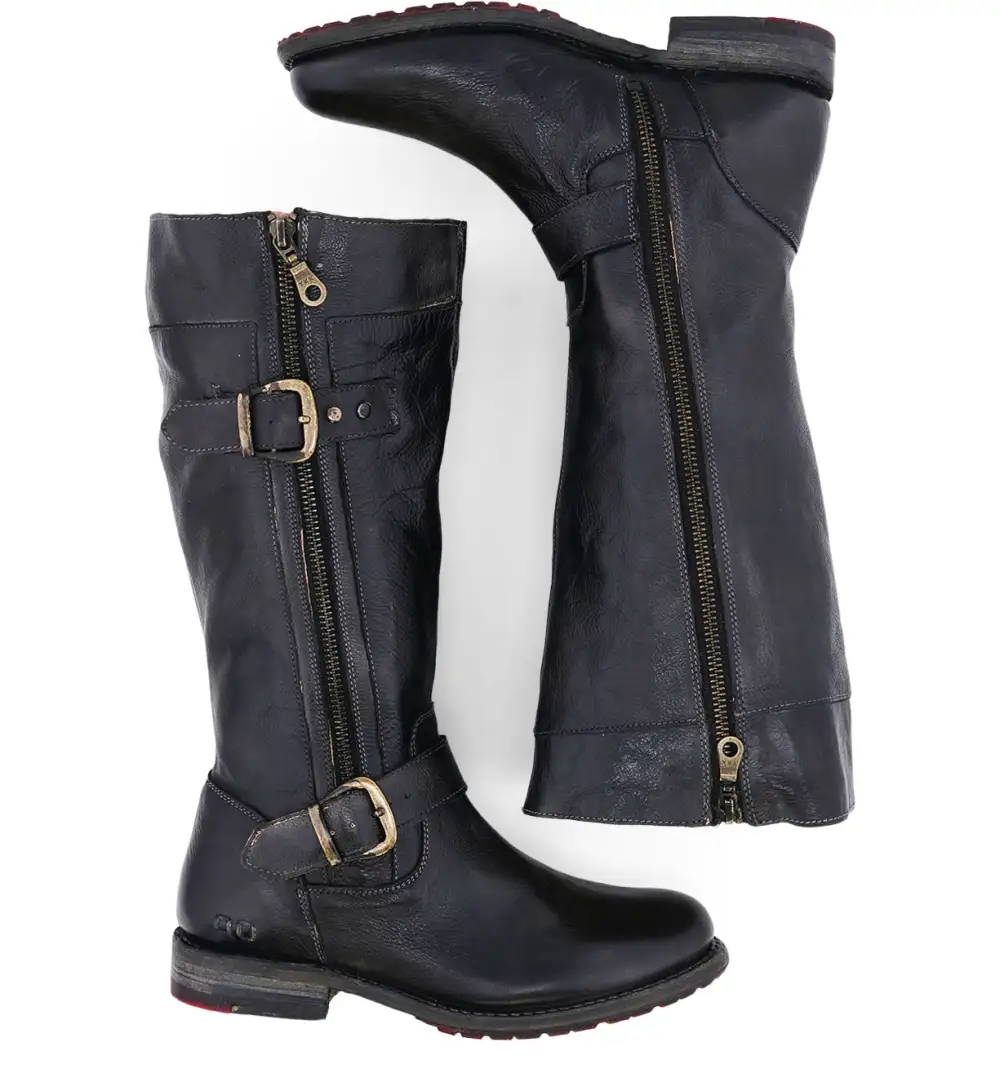 Women's Wide Calf Lug Sole Leather Heritage Knee High Boots