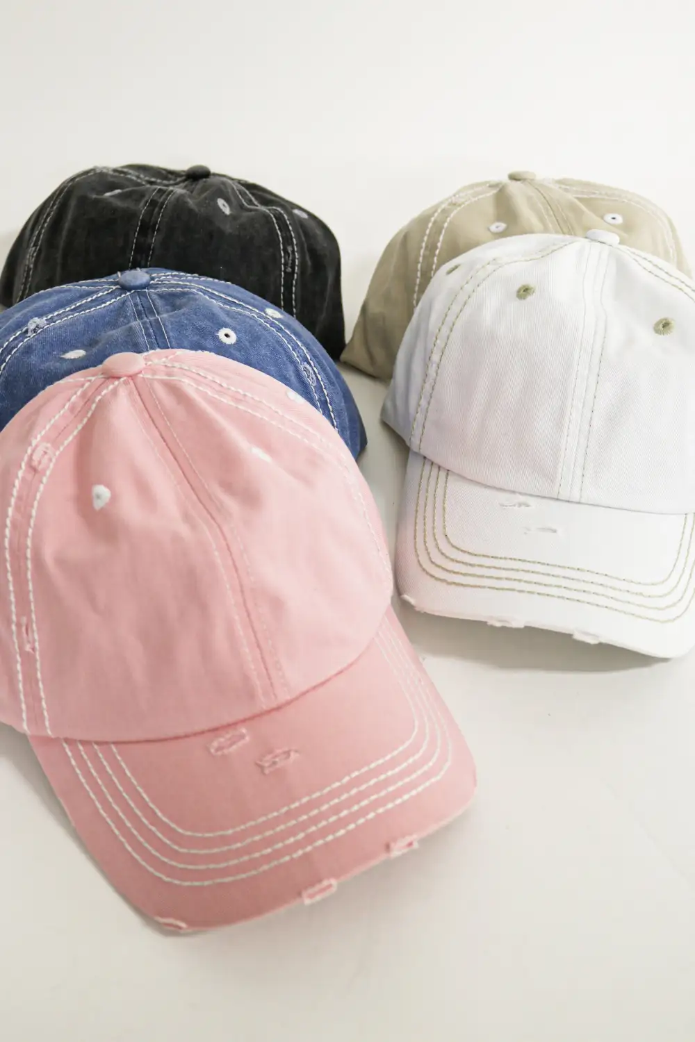 Distressed Denim Baseball Cap