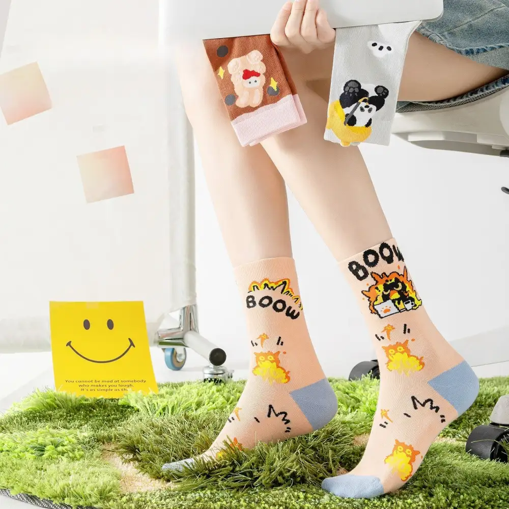 Cat Graphic Crew Socks