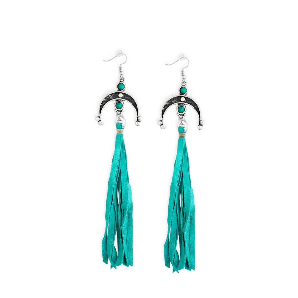 Celestial Crescent Fringe Earrings