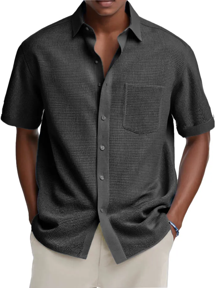 Everyday Textured Knit Pocket Shirt