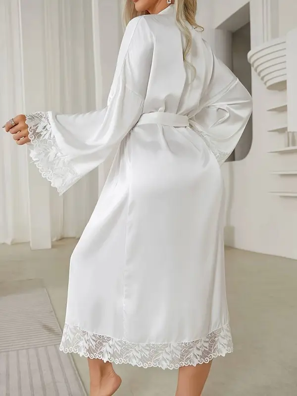 Trimmed Satin Wrap Robe