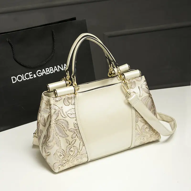 Glamorous Patent Leather Handbag Sequin Bead Shoulder Crossbody