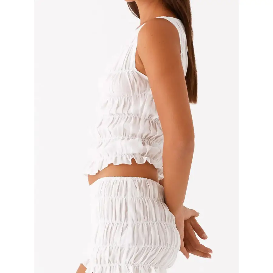 Ruched Texture Tank and Shorts Two Piece Set