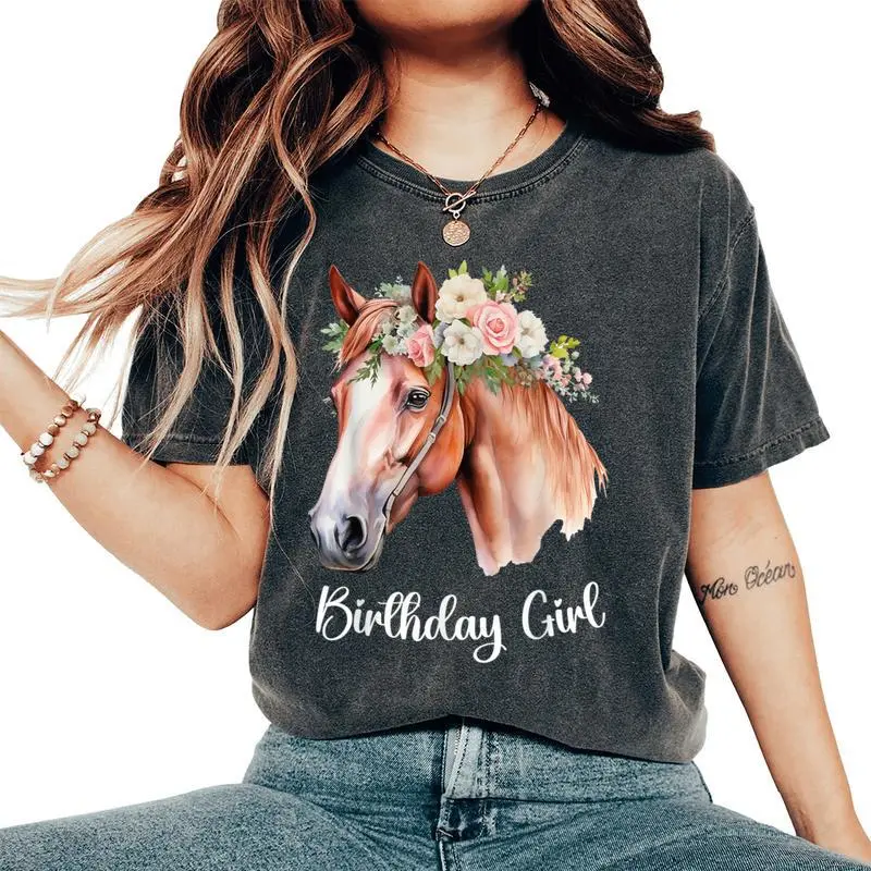 Horse Birthday Girl Party Outfit Pony Daughter Granddaughter Women's Oversized Comfort T-Shirt