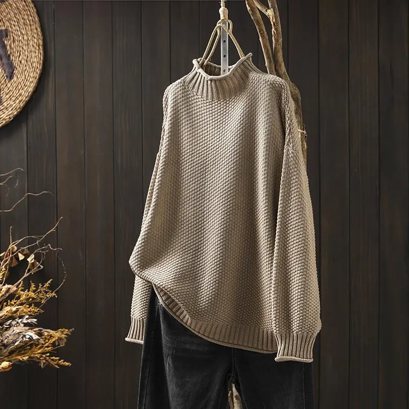 Cozy Oversized Turtleneck Knit Sweater
