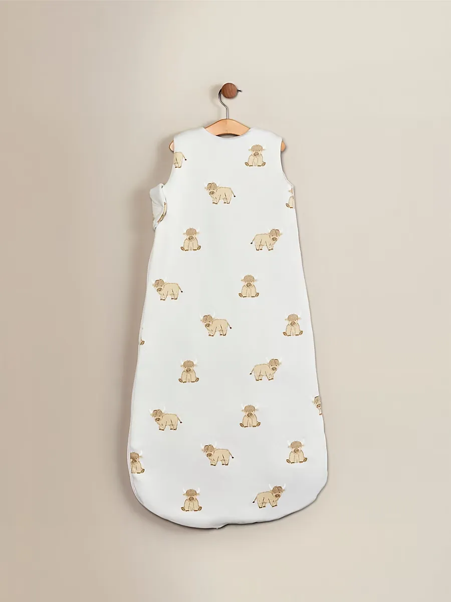 White Highland Cow Jersey Cotton Sleeping Bag - 2.5 Tog