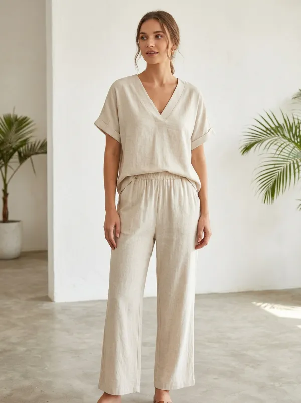 Layered Women's V-Neck Casual Lounge Set